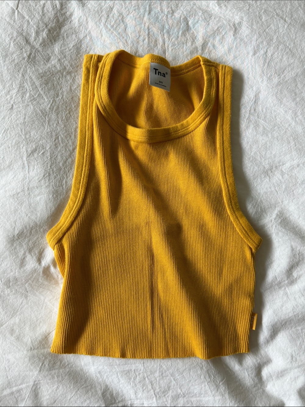 TNA Ribbed Cropped Tank Top Yellow